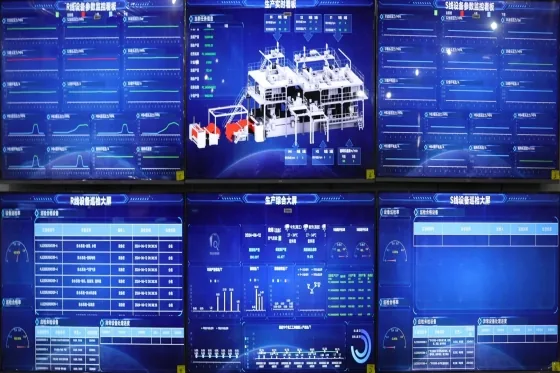 Digital factory monitoring dashboard on the production floor